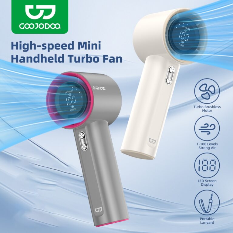 Kipas Tangan GOOJODOQ GFS001 dengan 100 Kelajuan dan Paparan LED