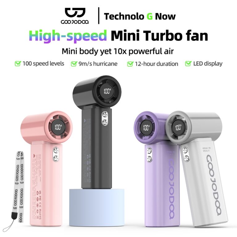 GOOJODOQ GFS007 Kipas Tangan Mini: Kelajuan Angin dan Paparan LED