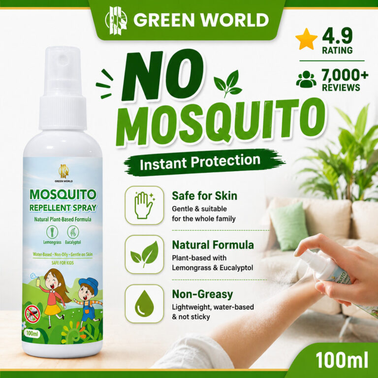GREEN WORLD Mosquito Repellent Spray (100ml) untuk Kegunaan Harian