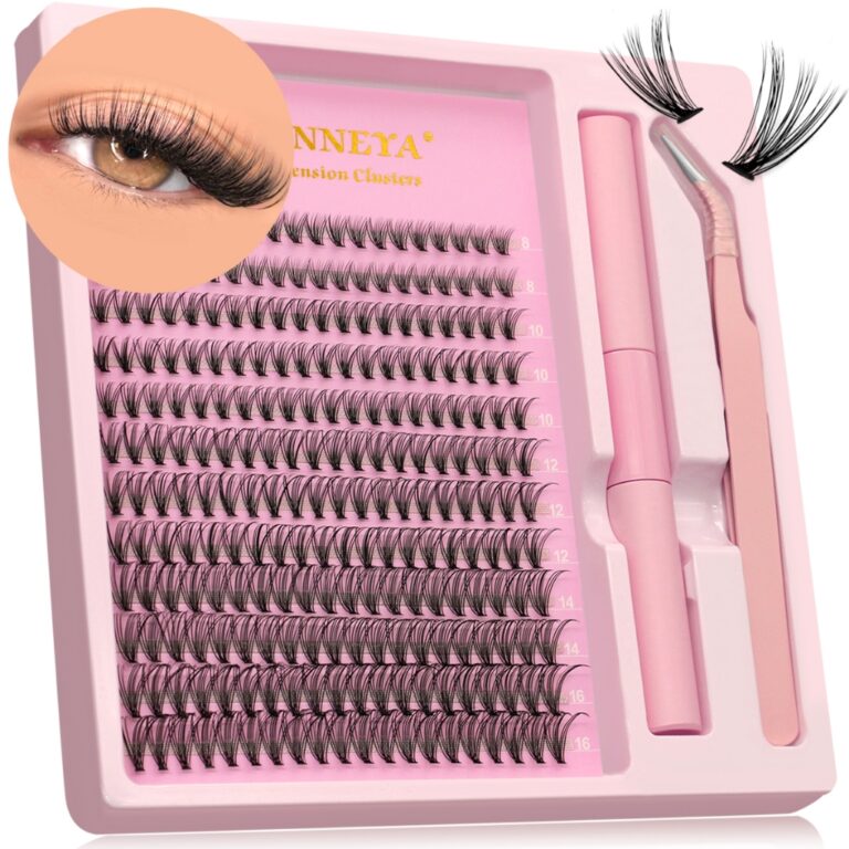 GROINNEYA Clusters Eyelash Lashes Natural DIY Eyelash Extension Kit with Tweezers and Glue