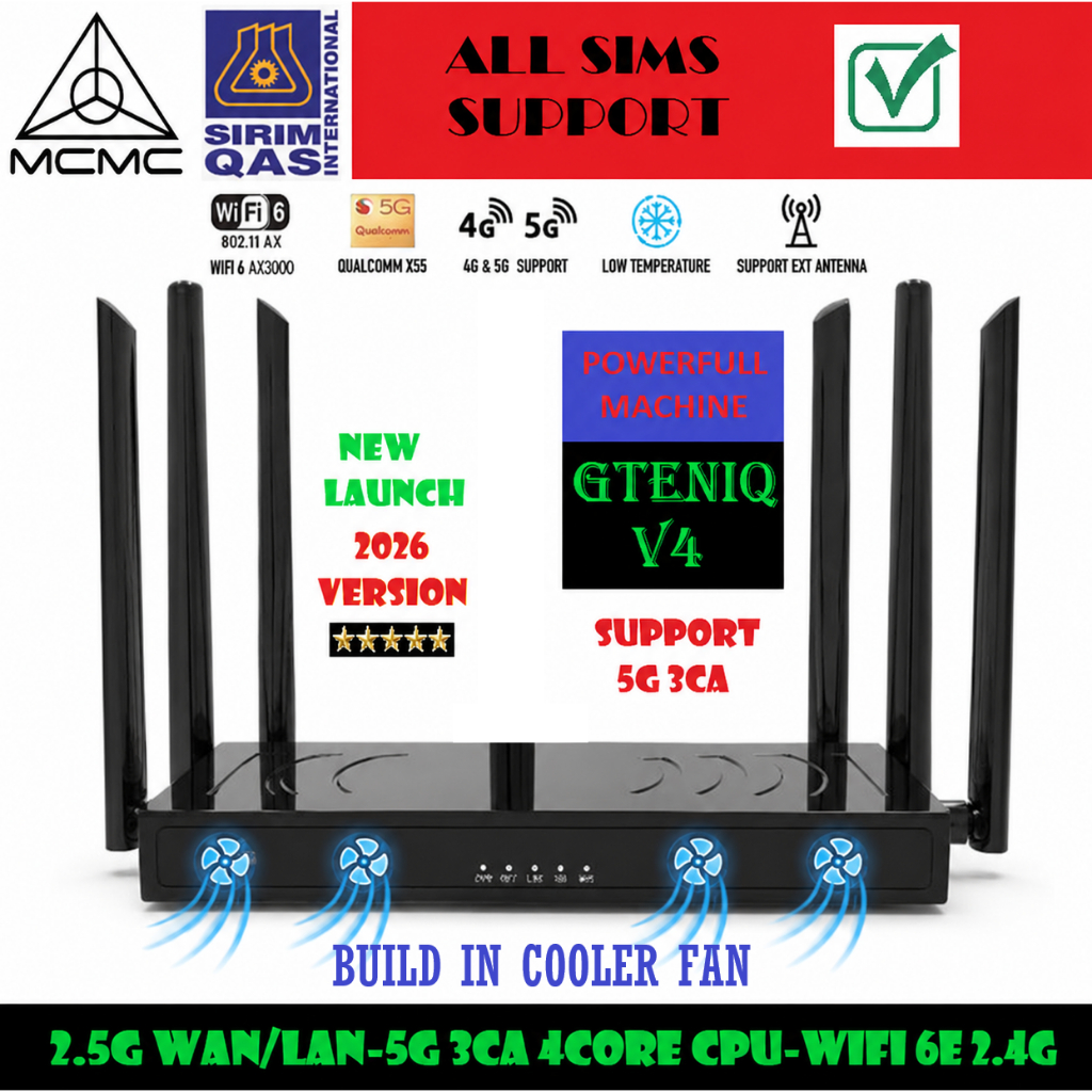 Router GteniQ iQ02X55-PRO 5G dan WiFi 6E untuk Kelajuan Tinggi