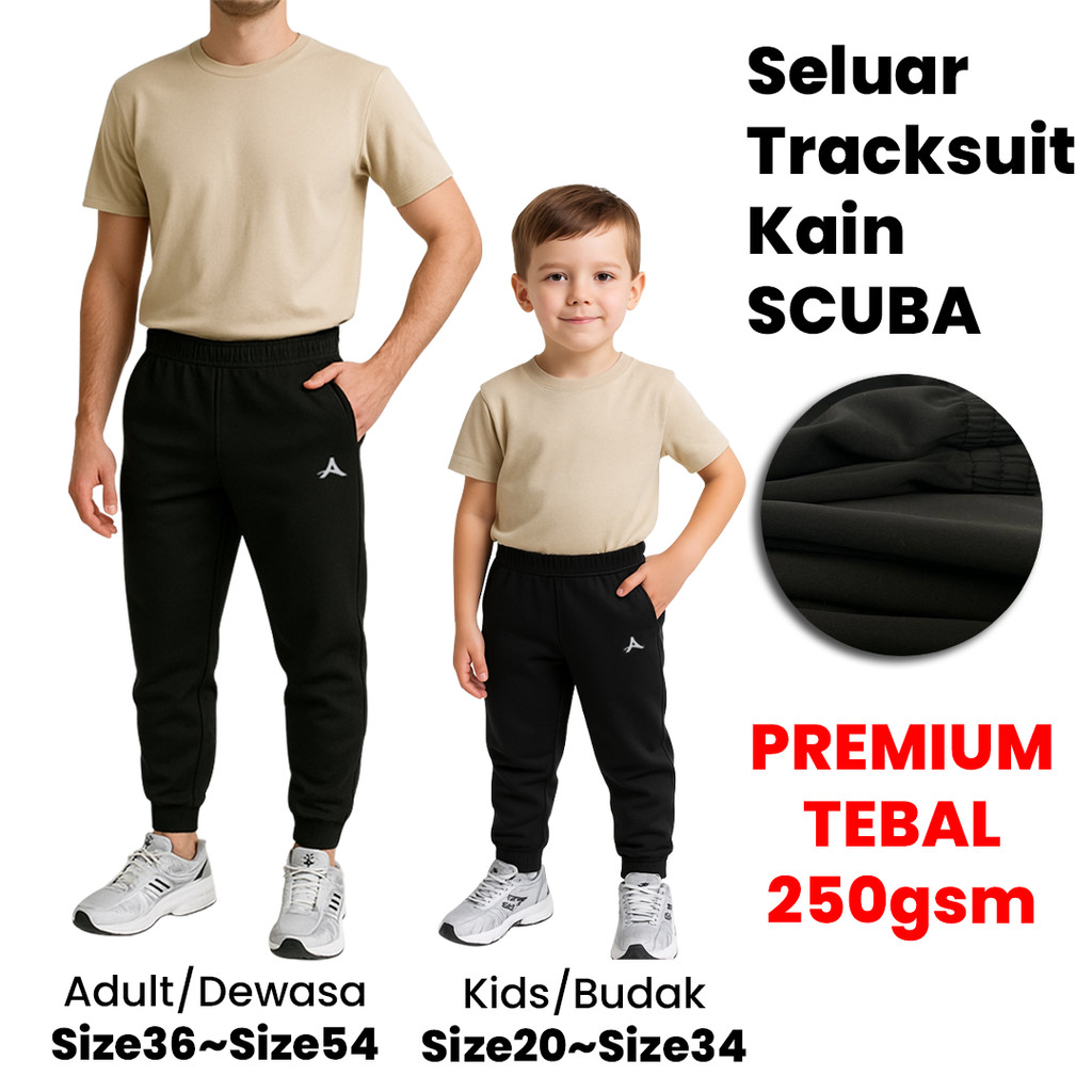 ALGITUS SCUBA Training PANT: Seluar Tracksuit Sukan Sekolah Unisex Dewasa dan Kanak-Kanak