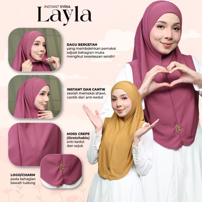 Instant SARUNG SYRIA LAYLA Pilihan HIJAB Moscrepe IRONLESS yang Praktikal