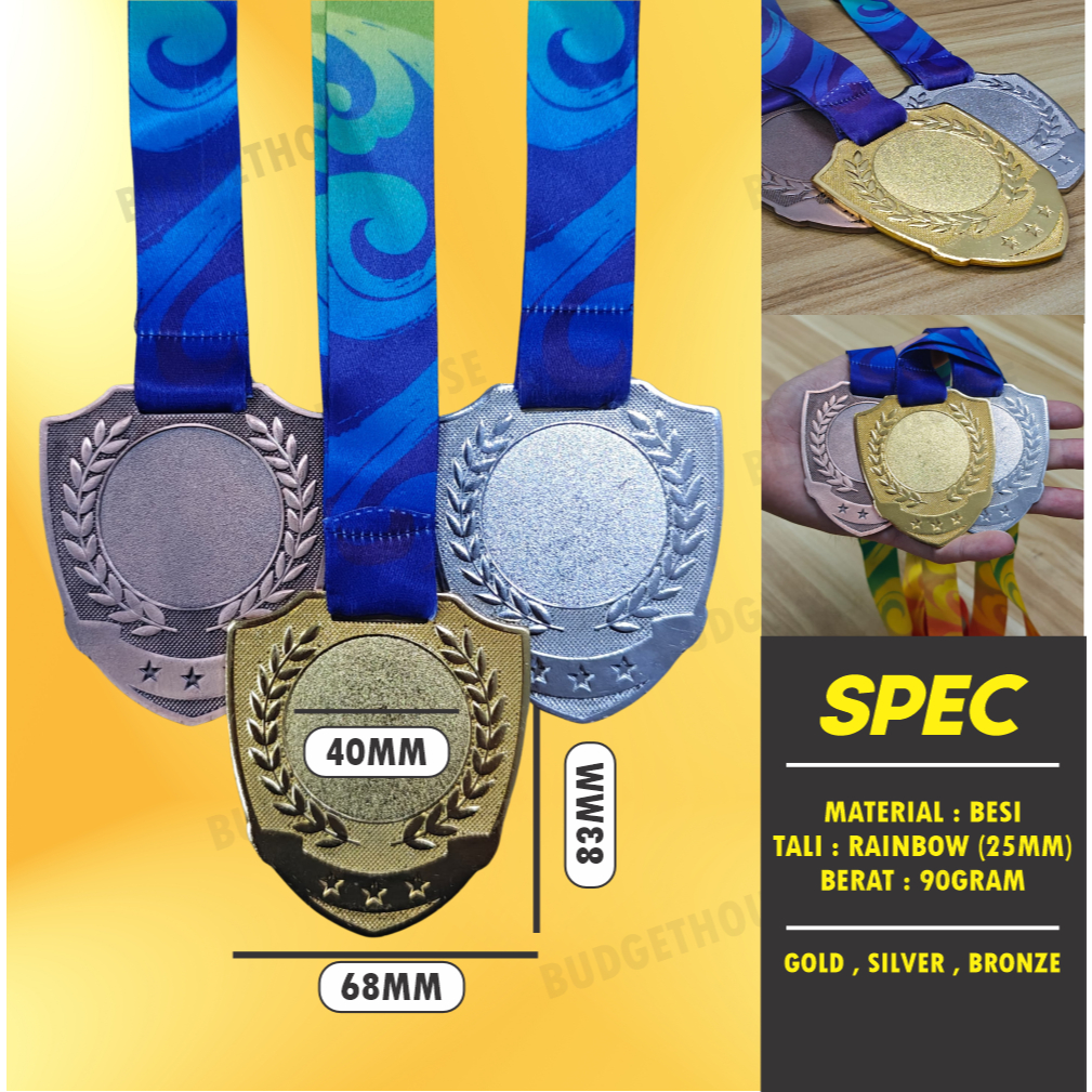 Medal Besi Custom Cetakan Depan Belakang dengan Reben untuk Acara