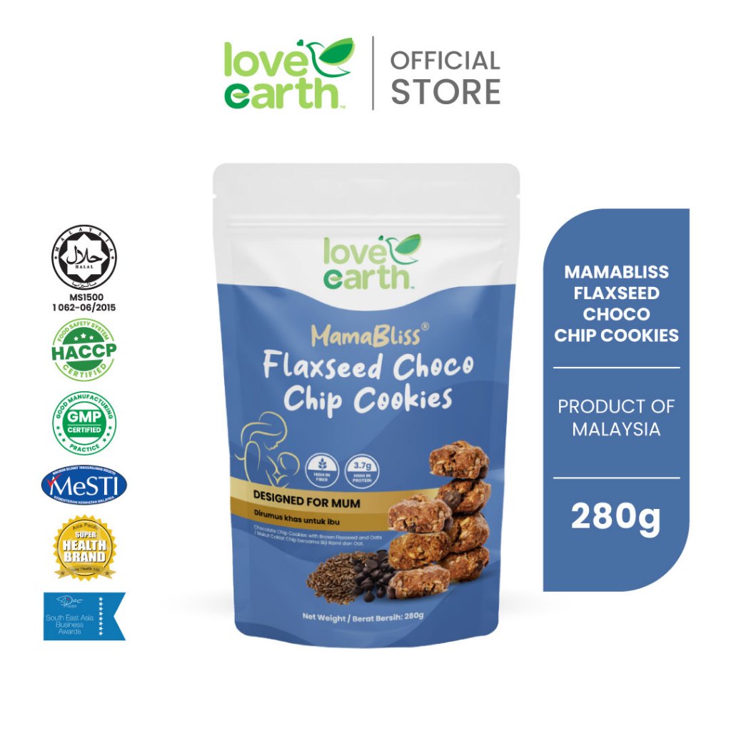 MamaBliss Flaxseed Choco Chip Cookies 280g Pilihan Sesuai Ibu Menyusu