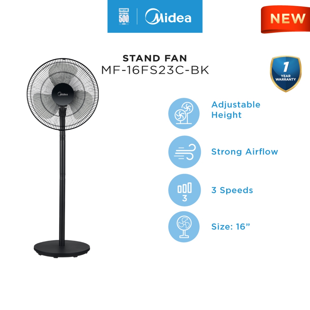Midea MF-16FS23C-BK 3 Blades 16 Inch Stand Fan