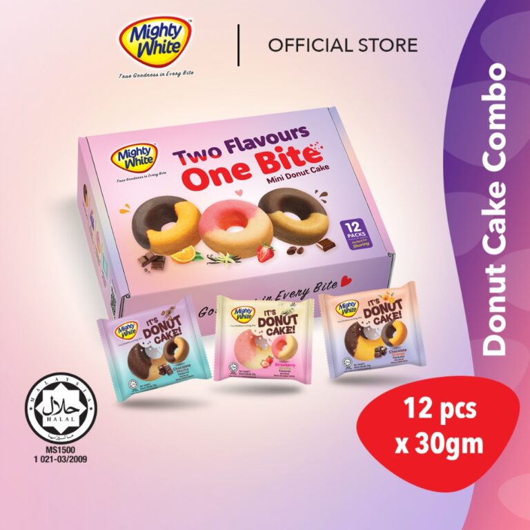 [Mighty White] Donut Cake 12pcs: Donut Cake 12pcs (1box) untuk Pilihan Kuih Muih dan Minum Petang