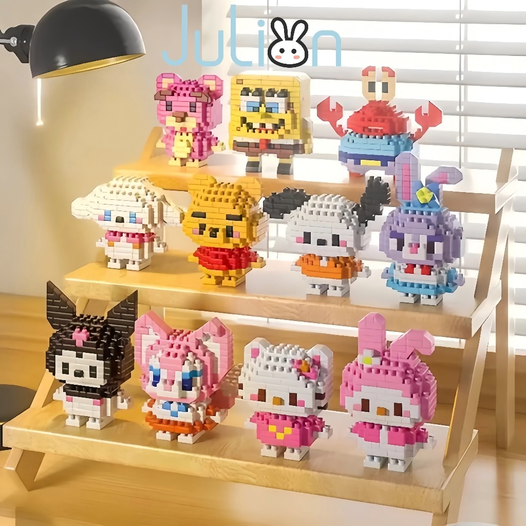 Mini Cartoon Cute Doll Toy Puzzle Micro Building Blocks Kanak-Kanak Termasuk Kotak Hadiah