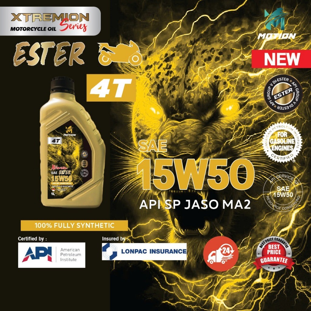 Minyak Enjin MOTION 4T Ester Xtremion 15W50 API SP