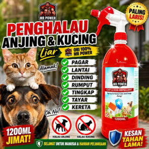 Mr Power Cat Repellent 1200ml: Penghalau Kucing dan Anjing Semula Jadi