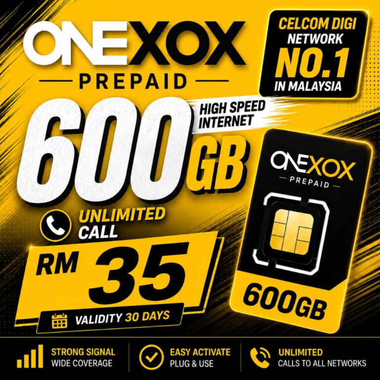 ONEXOX XOX SIMKAD PREPAID 600GB 800GB UNLIMITED DATA FULL HIGHSPEED UNLIMITED CALL TANPA KONTRACK