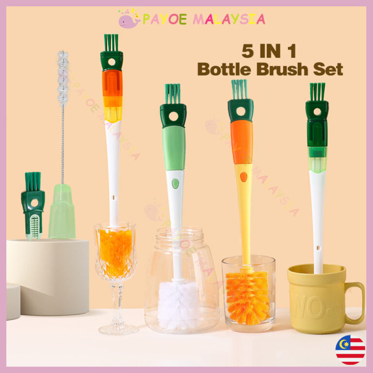 Payoe 5 In 1 Bottle Brush Set: Set Berus Pelbagai Guna untuk Botol dan Cawan