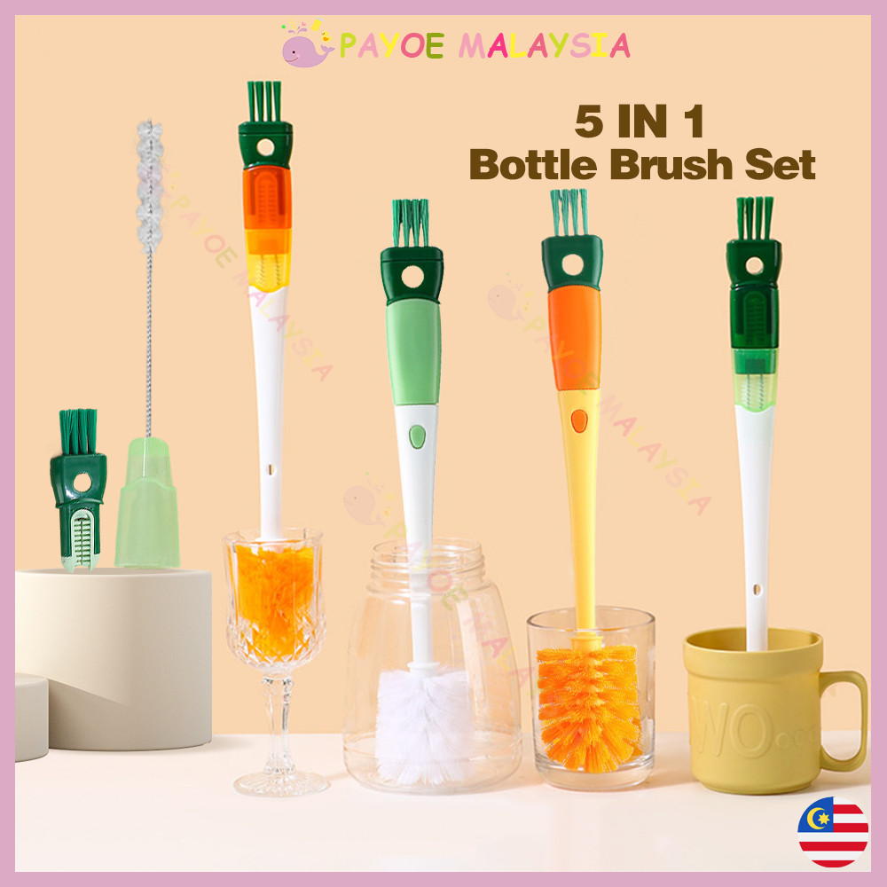 Payoe 5 In 1 Bottle Brush Set: Set Berus Pelbagai Guna untuk Botol dan Cawan