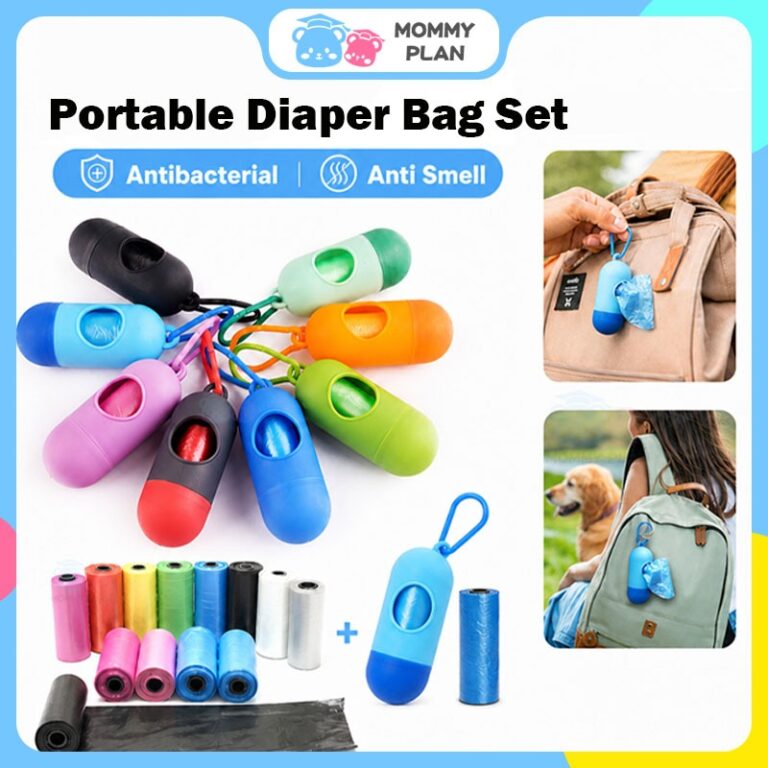 Portable Baby Diaper Bag Set: Beg Buang Lampin Kalis Bau untuk ibu bapa Luar Rumah