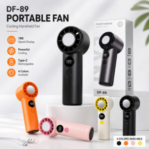 Type C: Kipas Tangan Mini Portable Fan 199 Kelajuan dengan Paparan Digital