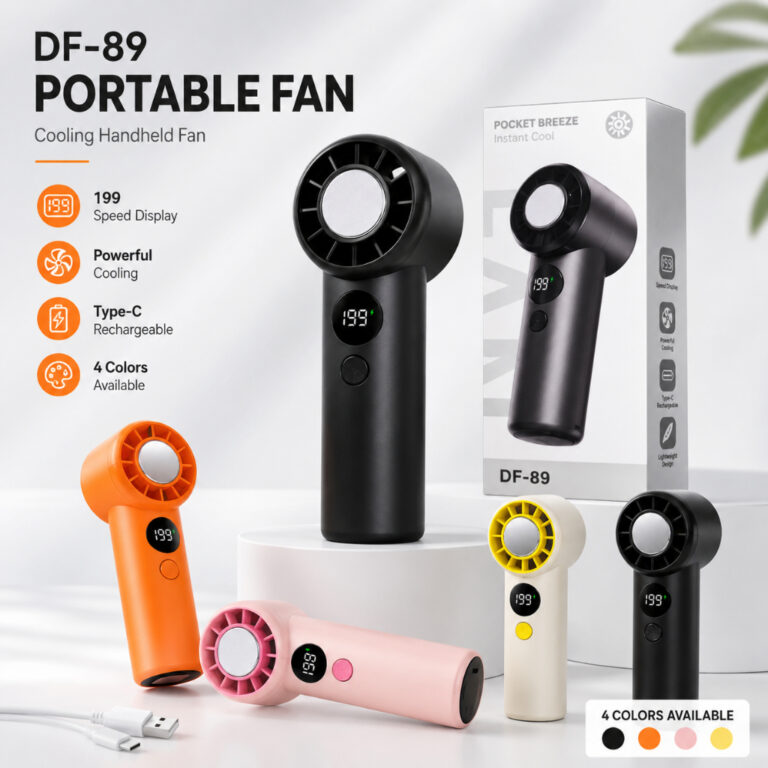 Type C: Kipas Tangan Mini Portable Fan 199 Kelajuan dengan Paparan Digital
