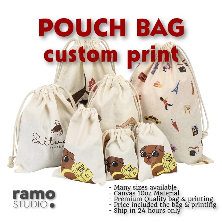 Pouch bag NATURAL BIEGE custom print Canvas material Pilihan Praktikal Untuk Kegunaan Harian Dan Hadiah
