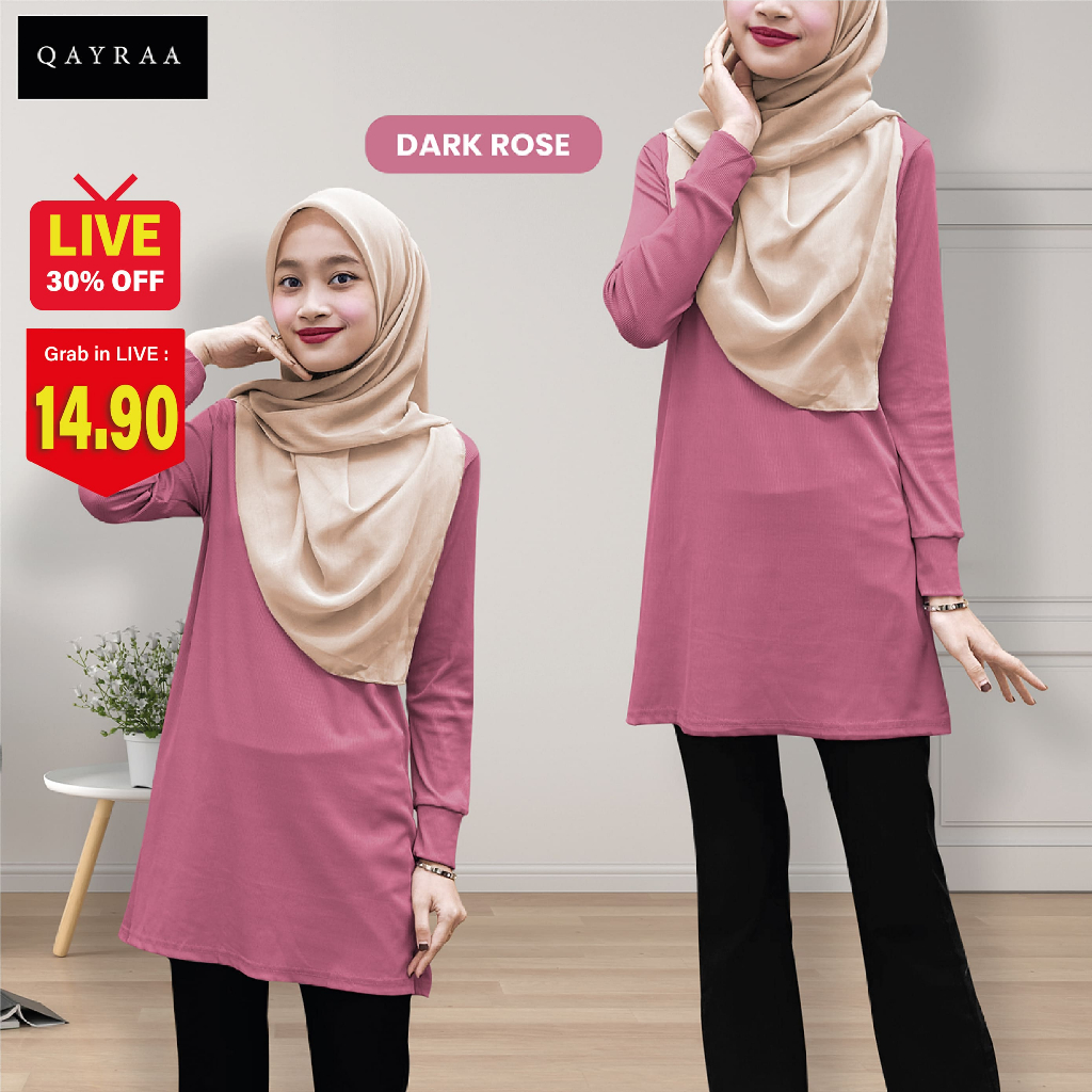 QAYRAA Aura Muslimah Ironless Blouse - Pilihan Selesa untuk Harian