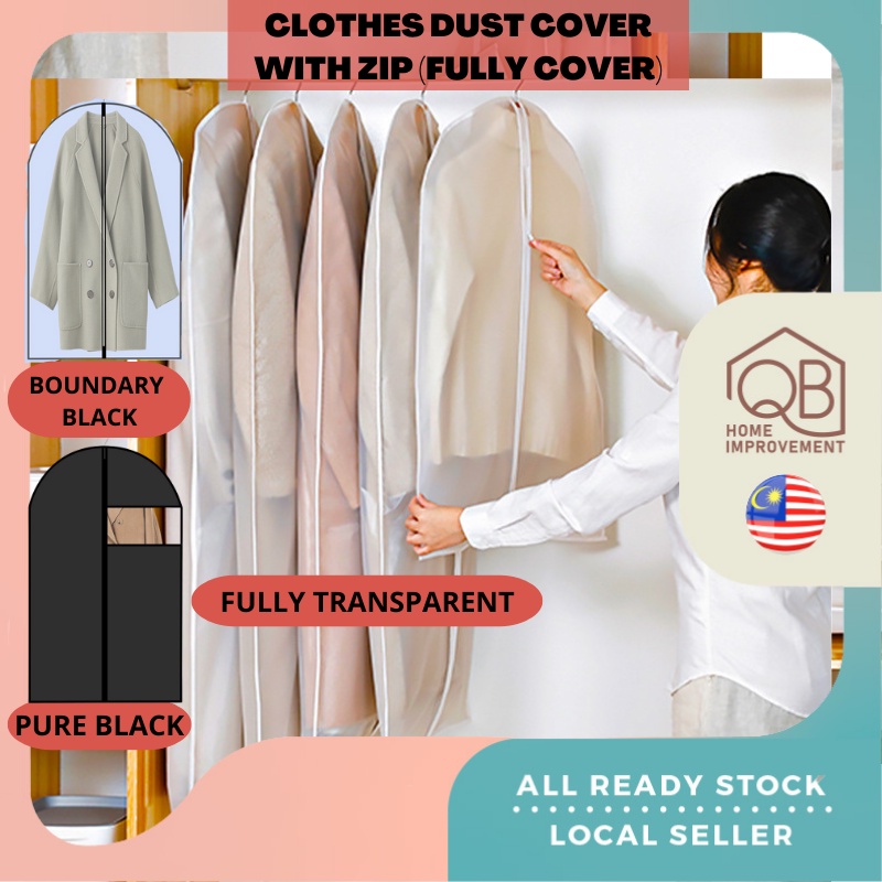 QB Clothes Dust Cover Transparent: Pelindung Pakaian Gantung Kalis Habuk