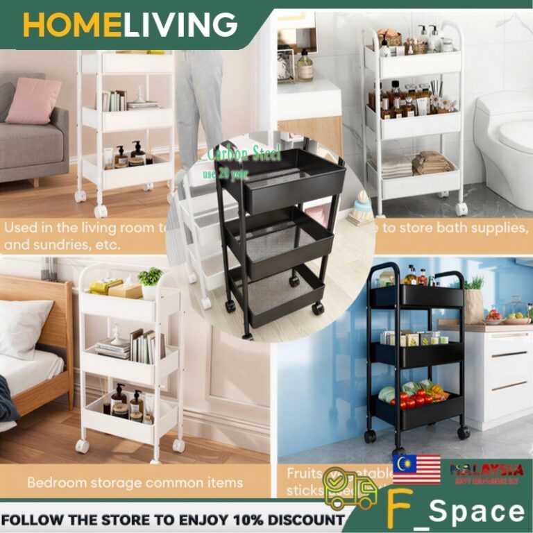 RAYA Storage Trolley Rack Carbon Steel Honeycomb Basket: Susun Ruang Lebih Kemas?
