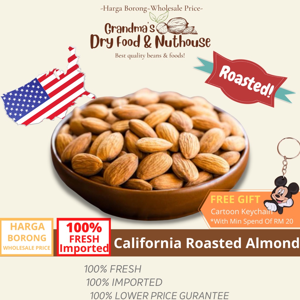 Badam Panggang California 500 g: Snek Sihat Ready To EAT untuk Harian