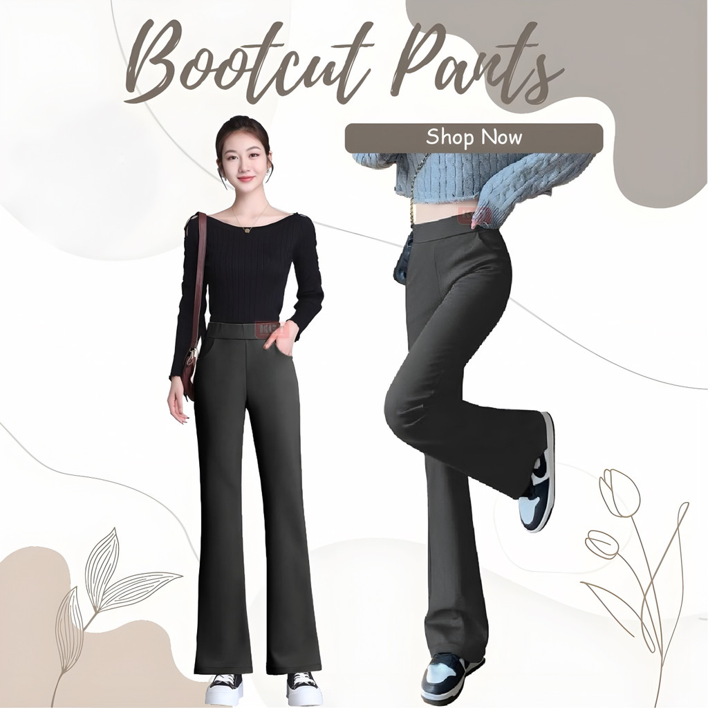 Seluar Slack KGT Bamboo P2: Potongan Mini Bootcut Scuba Baggy untuk Wanita