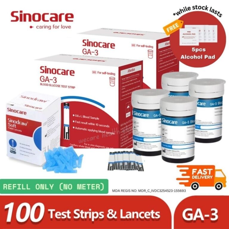 SINOCARE GA3 100pcs Test Strip Blood Glucose Cek Gula: Keperluan Sebenar untuk Pemantauan Harian