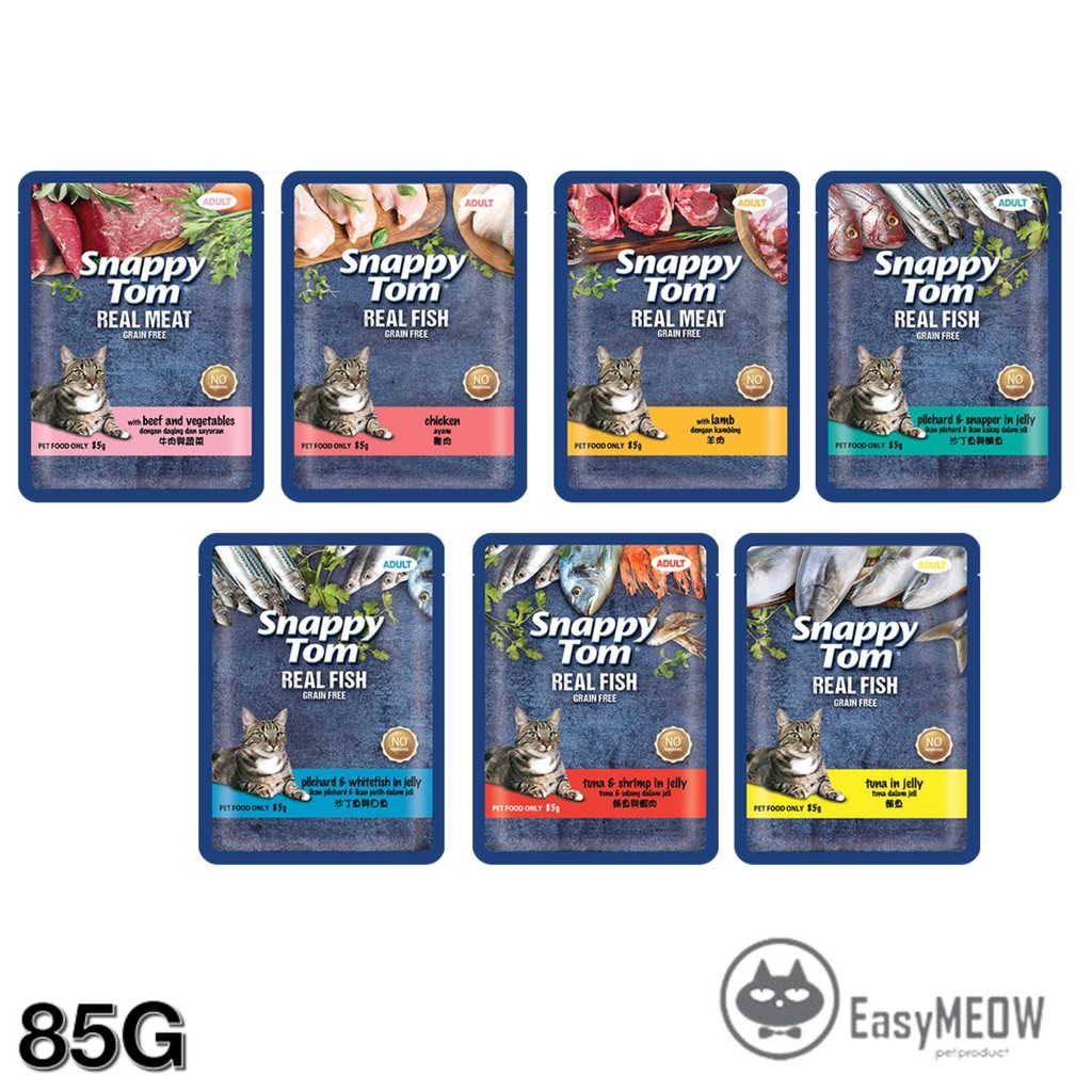 Snappy Tom Pouch 85G: Pilihan Perisa Makanan Basah Kucing