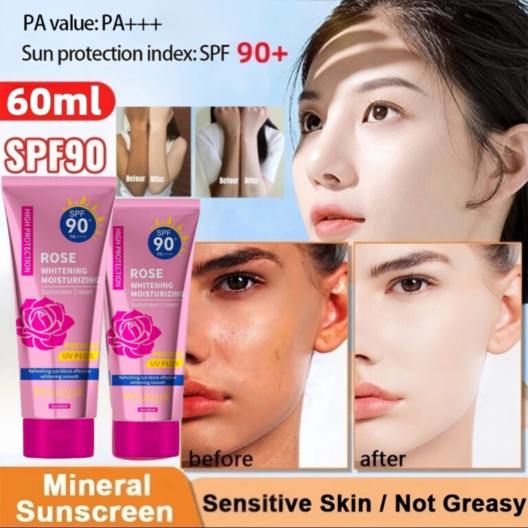 SPF90+ Whitening Sunscreen Rose Sunblock Cream 60ml: Ciri Perlindungan dan Panduan Penggunaan