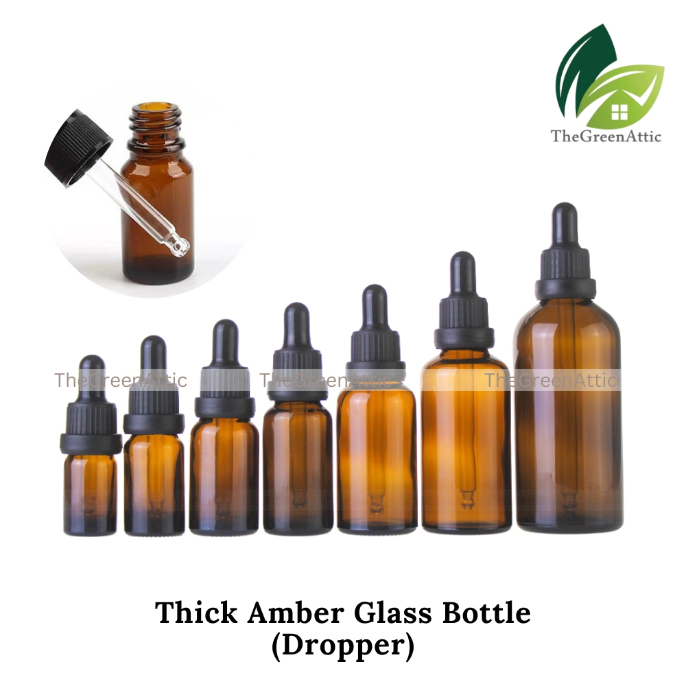 Botol Kaca Titis TheGreenAttic Amber untuk Cecair DIY