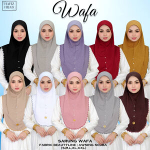TUDUNG SARUNG WAFA FABRIC BEAUTYLINE AWNING SCUBA Pilihan Saiz S Hingga XXL