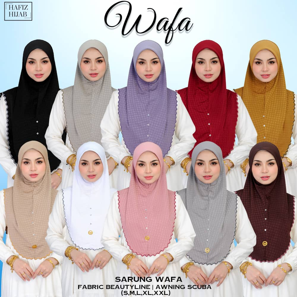 TUDUNG SARUNG WAFA FABRIC BEAUTYLINE AWNING SCUBA Pilihan Saiz S Hingga XXL