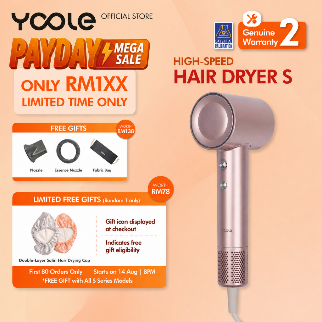 Keringkan Rambut Lebih Cepat dengan YOOLE High Speed Hair Dryer S