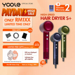 YOOLE High Speed Hair Dryer S+: Pengering Rambut 110K RPM Berteknologi Plasma