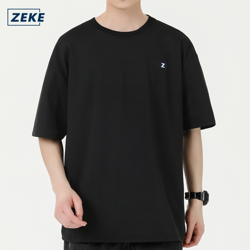 ZEKE A0028 Embroidered Logo T-Shirt Men Short Sleeve Tops