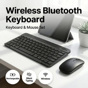 Set Papan Kekunci dan Tetikus Mini Bluetooth 10 Inci untuk Peranti Mudah Alih