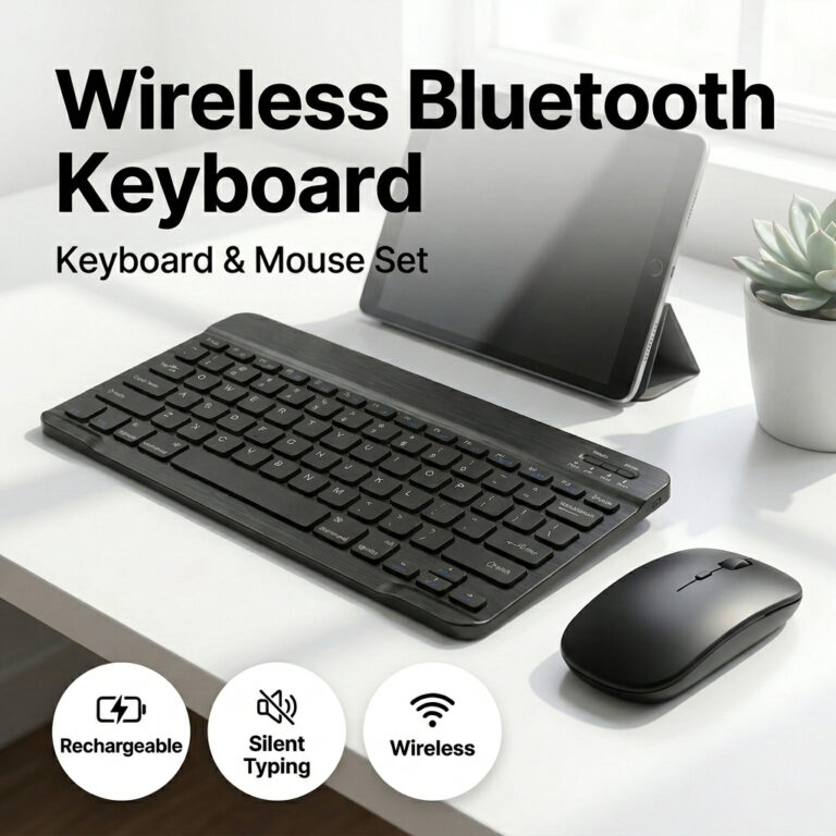 Set Papan Kekunci dan Tetikus Mini Bluetooth 10 Inci untuk Peranti Mudah Alih