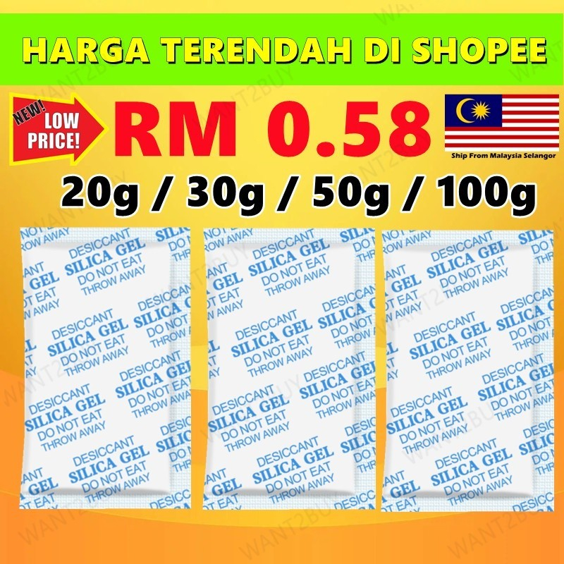Silica Gel 20g Hingga 100g untuk Kawalan Lembapan Elektronik dan Pakaian