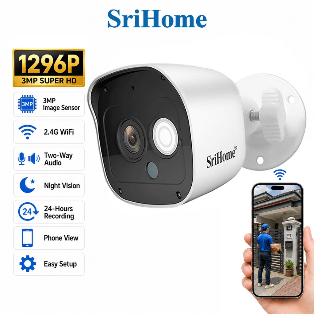 Kamera CCTV WiFi SriHome SH029 3Mp: Spesifikasi, Fungsi dan Panduan Semakan Pembeli