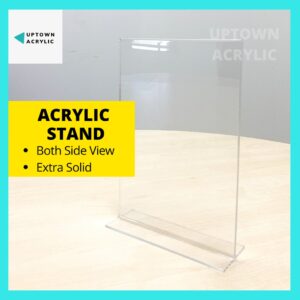 Acrylic Display Stand A4, A5 dan A6 Dua Sisi dengan Tapak Stabil