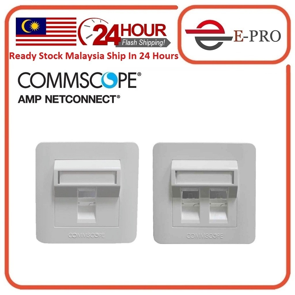 AMP Commscope CAT5E/CAT6 Faceplate: Pilihan Soket Dinding Rangkaian