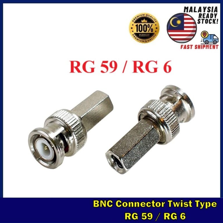 BNC Connector Rg59 dan Rg6 Twist Type untuk Kabel Coaxial CCTV