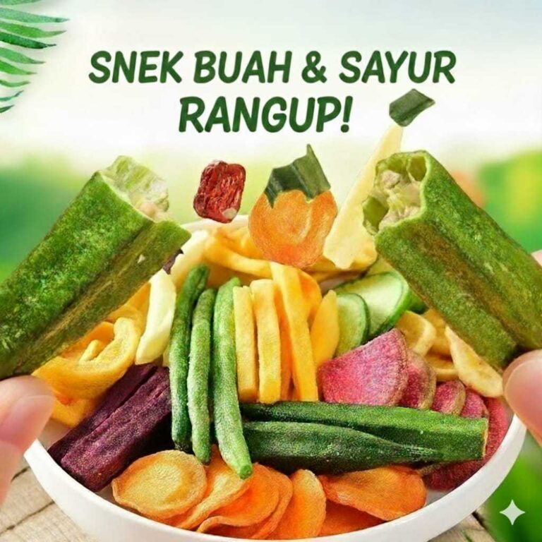 Buah dan Sayur Kering Rangup Kerepek Sihat Snek Tanpa Minyak