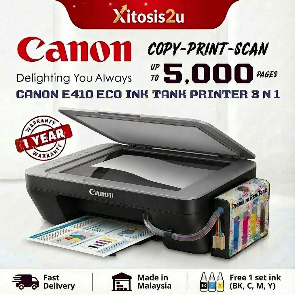 Canon E410 ECO INK TANK PRINTER: Ciri Fungsi dan Semakan Pilihan