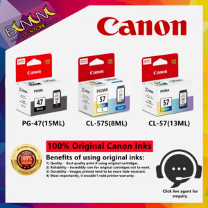 Pilihan Cartridge Dakwat CANON PG-47 dan CL-57 Original