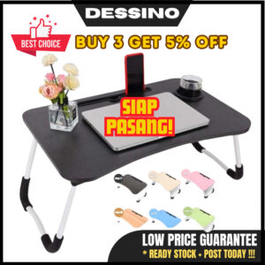 DESSINO Meja Belajar Lipat Portable dengan Laci untuk Laptop