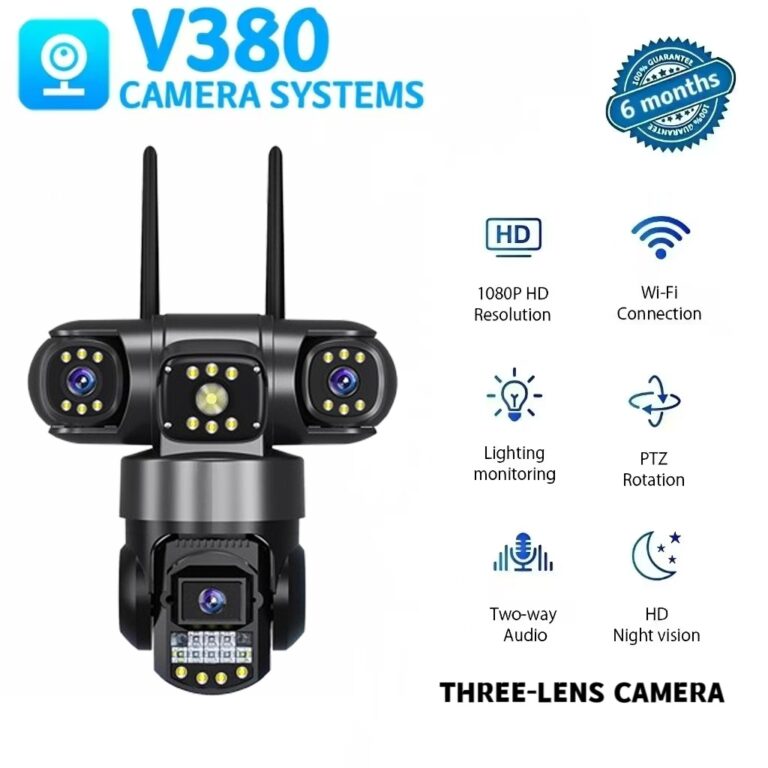 Kamera Keselamatan V380 Pro 4G SIM Tiga Lensa
