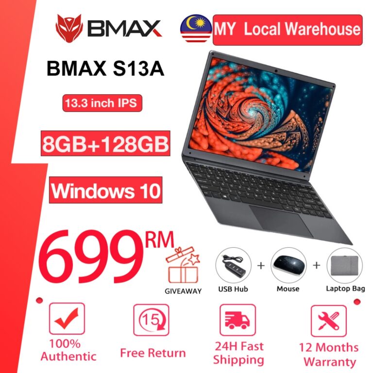 BMAX S13A 13.3 Inci Laptop Pelajar dengan Aksesori Percuma