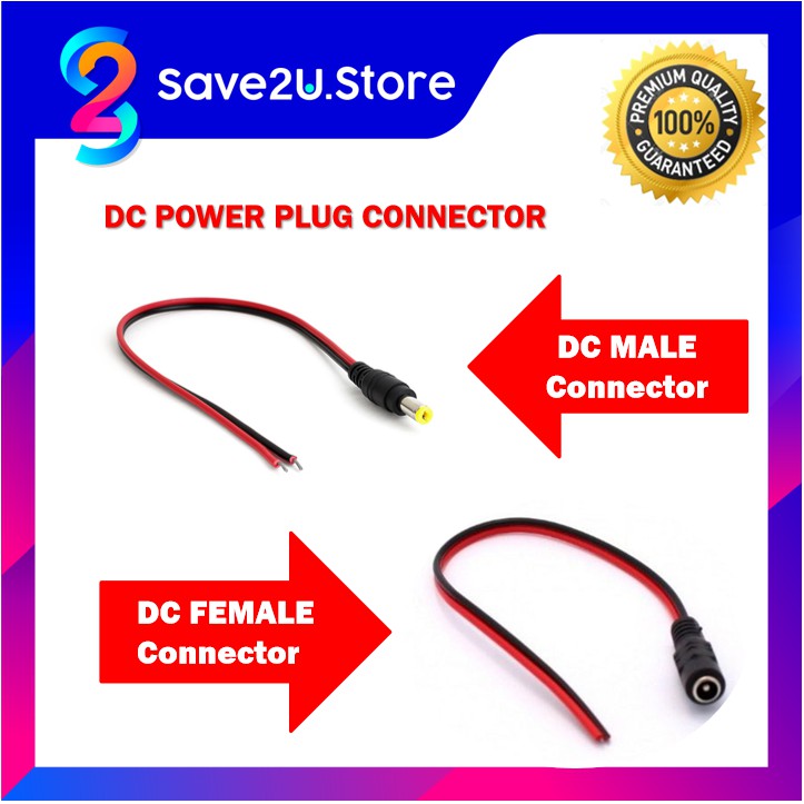 Penyambung Kabel Kuasa DC 12V Male dan Female untuk CCTV dan Jalur Led