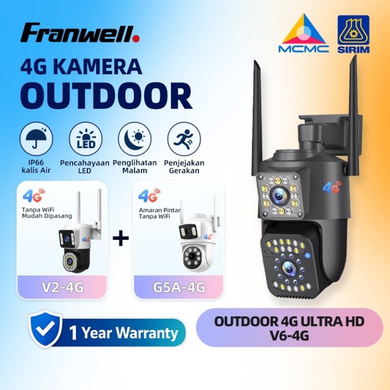 Franwell V380 V6 4G CCTV Wireless Outdoor: Pilihan Kamera Keselamatan Tanpa WiFi